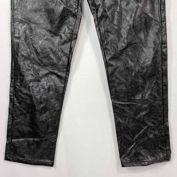 New BP Glossy Patent Faux Leather High Rise Cropped Ankle Pants Black Size 31 - Picture 8 of 16